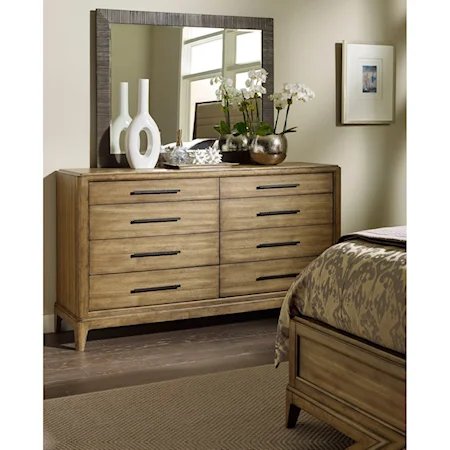 Dresser with 8 Soft- Close Drawers and Landscape Mirror